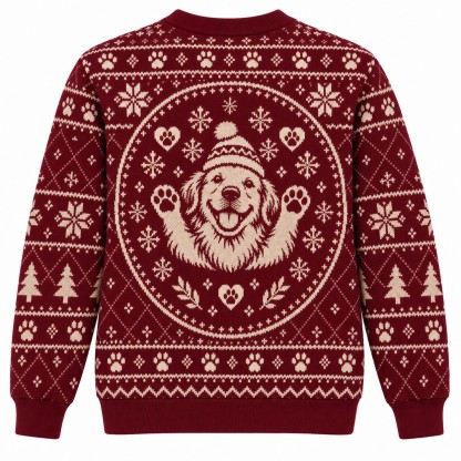 [popular-sweater:PX-05-20:back] Paws Up For Christmas Dog Lover Ugly Christmas Sweatshirt - Back view