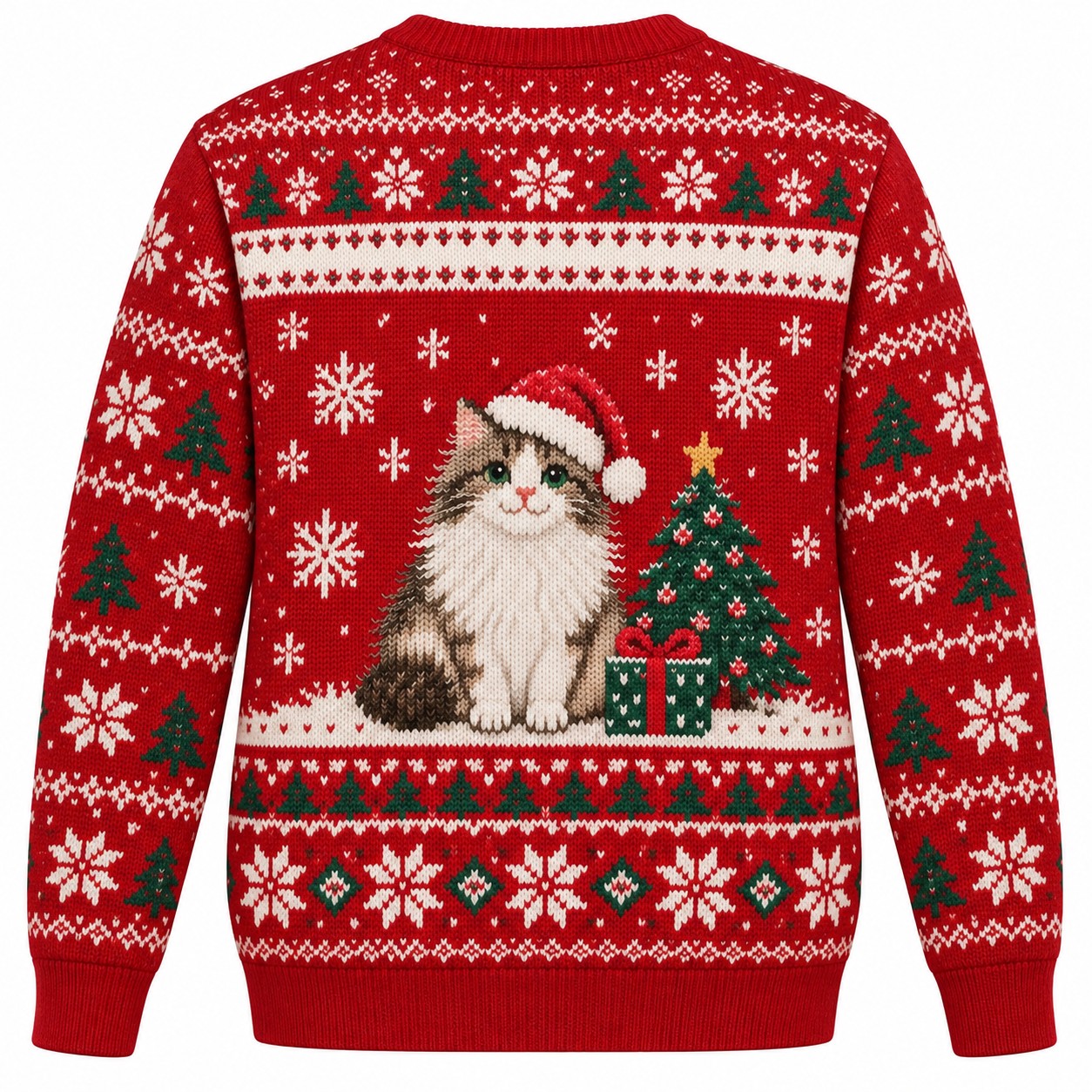[popular-sweater:PX-06-01:back] Meowy Christmas Cat Ugly Christmas Sweatshirt - Back view