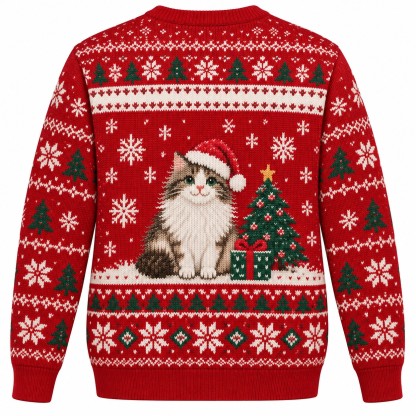 [popular-sweater:PX-06-01:back] Meowy Christmas Cat Ugly Christmas Sweatshirt - Back view