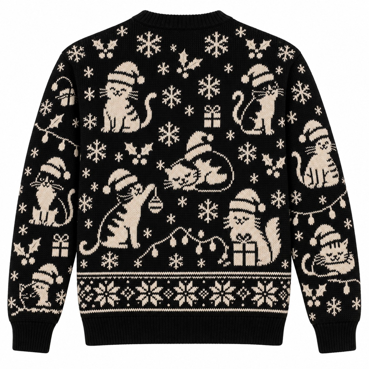 [popular-sweater:PX-06-02:back] Fur Real Its Christmas Cat Ugly Christmas Sweatshirt - Back view