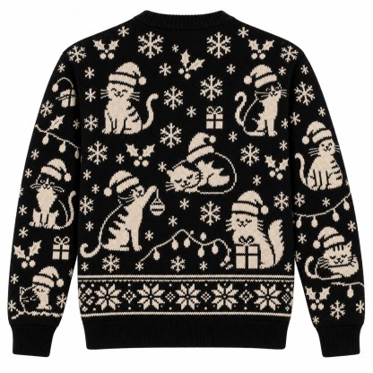 [popular-sweater:PX-06-02:back] Fur Real Its Christmas Cat Ugly Christmas Sweatshirt - Back view