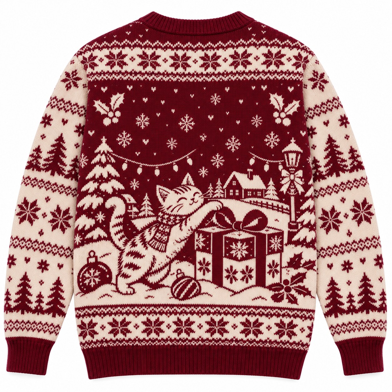 [popular-sweater:PX-06-04:back] Purrfect Christmas Cat Gift Box Ugly Christmas Sweatshirt - Back view