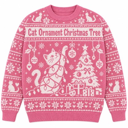 [popular-sweater:PX-06-06:front] Cat Ornament Christmas Tree Ugly Christmas Sweatshirt - Front view