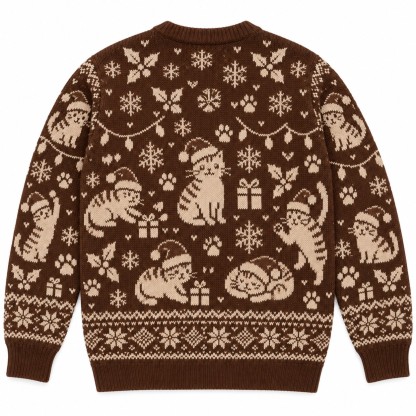 [popular-sweater:PX-06-07:back] Santa Claws Cat Ugly Christmas Sweatshirt - Back view