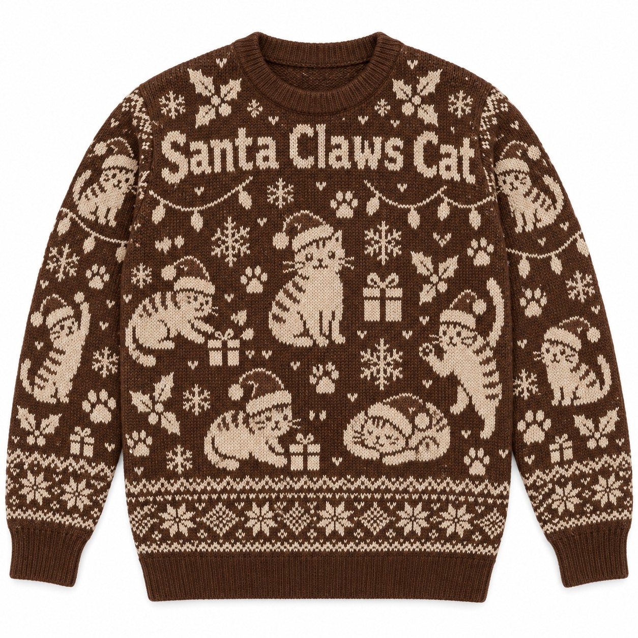 [popular-sweater:PX-06-07:front] Santa Claws Cat Ugly Christmas Sweatshirt - Front view