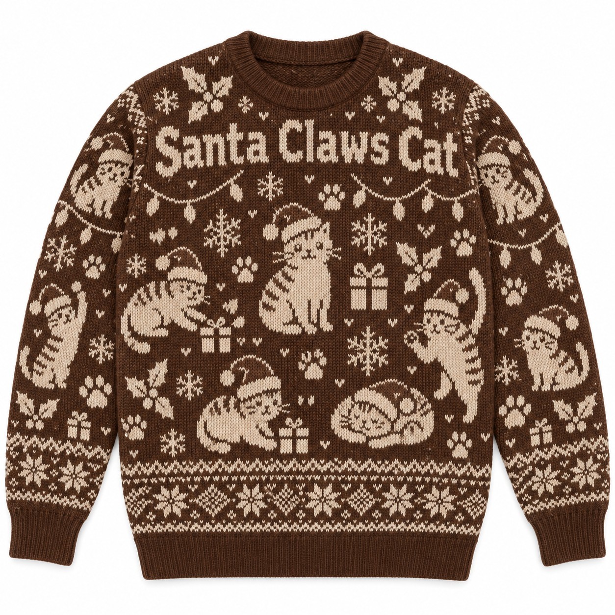 [popular-sweater:PX-06-07:front] Santa Claws Cat Ugly Christmas Sweatshirt - Front view