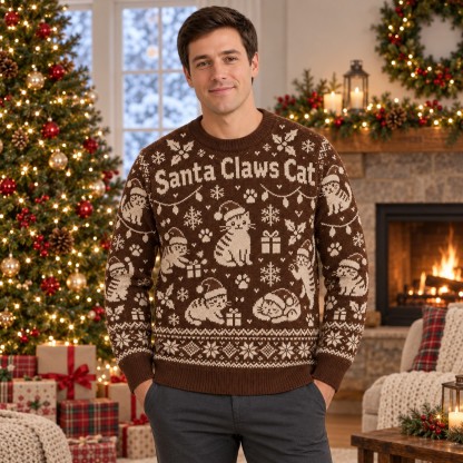 [popular-sweater:PX-06-07:male] Santa Claws Cat Ugly Christmas Sweatshirt - Male view