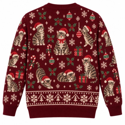 [popular-sweater:PX-06-12:back] Tabby Holidays Cat Ugly Christmas Sweatshirt - Back view