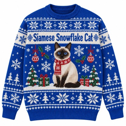 [popular-sweater:PX-06-16:front] Siamese Snowflake Cat Ugly Christmas Sweatshirt - Front view
