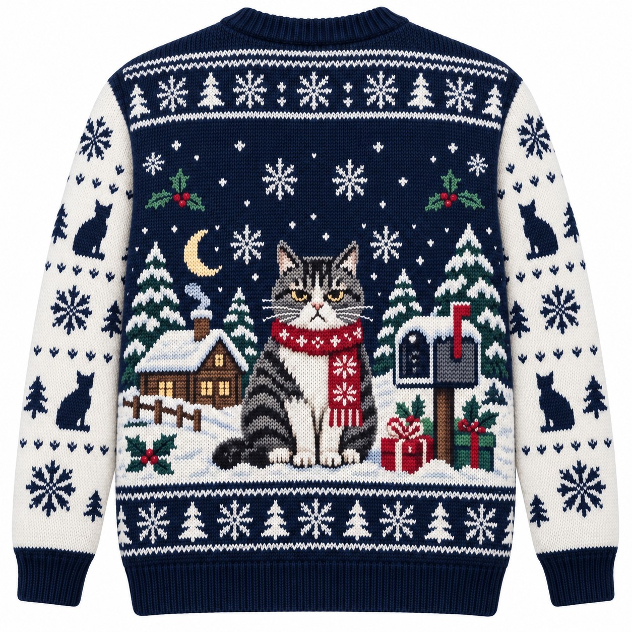 [popular-sweater:PX-06-19:back] Hiss The Season Grumpy Cat Ugly Christmas Sweatshirt - Back view