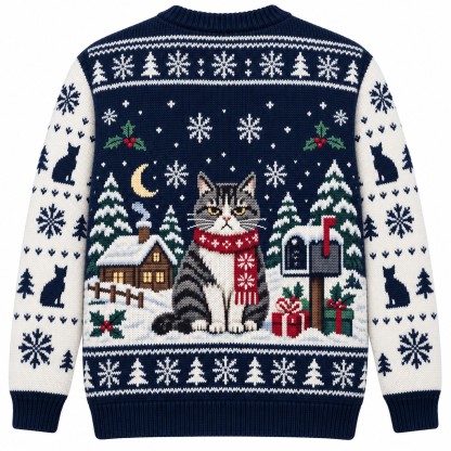 [popular-sweater:PX-06-19:back] Hiss The Season Grumpy Cat Ugly Christmas Sweatshirt - Back view