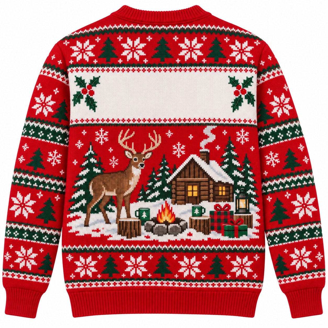 [popular-sweater:PX-07-01:back] Deer Camp Christmas Ugly Christmas Sweatshirt - Back view