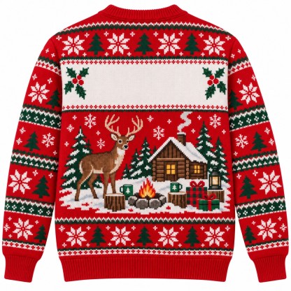 [popular-sweater:PX-07-01:back] Deer Camp Christmas Ugly Christmas Sweatshirt - Back view