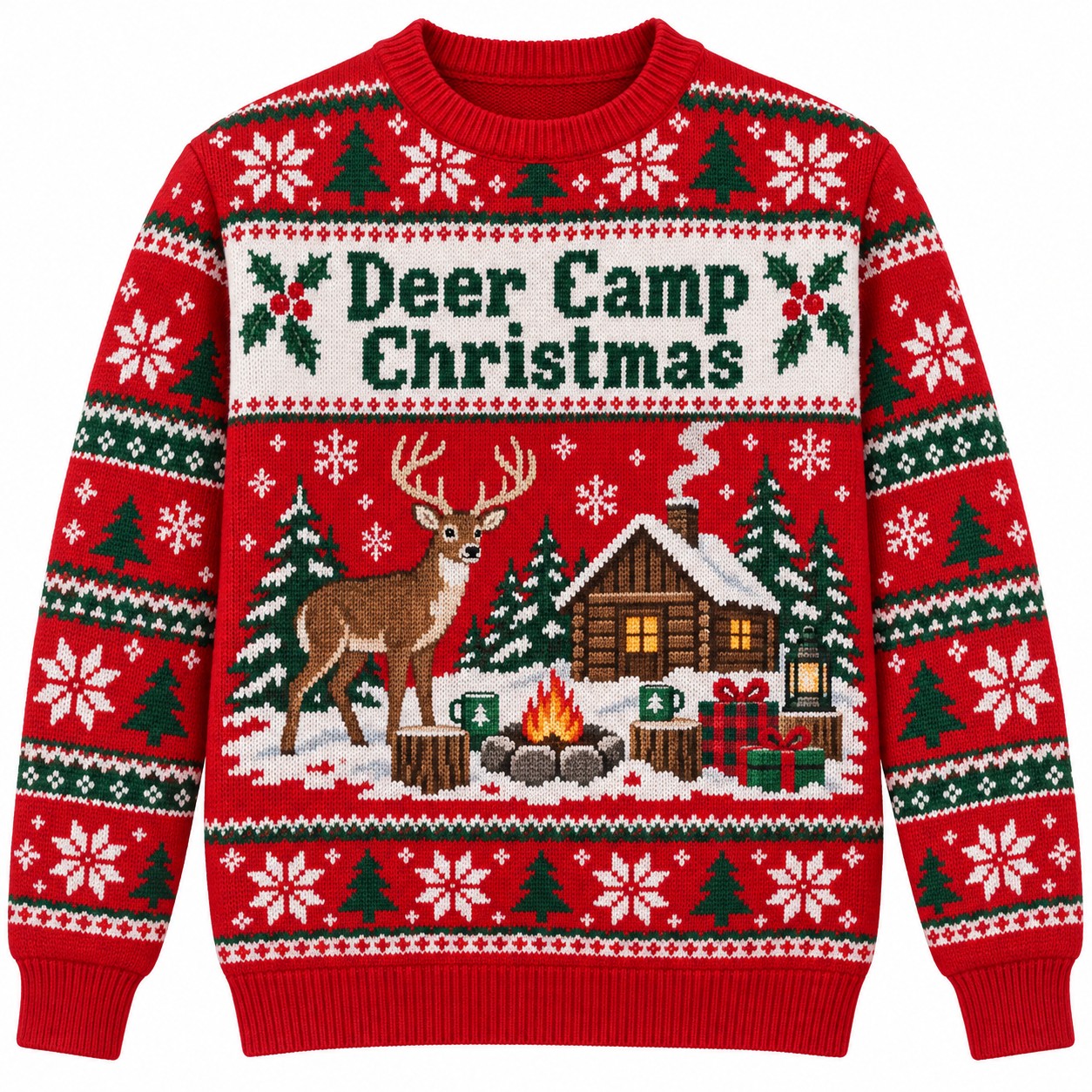[popular-sweater:PX-07-01:front] Deer Camp Christmas Ugly Christmas Sweatshirt - Front view