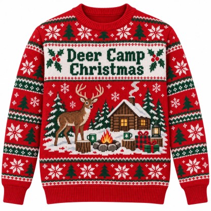 [popular-sweater:PX-07-01:front] Deer Camp Christmas Ugly Christmas Sweatshirt - Front view