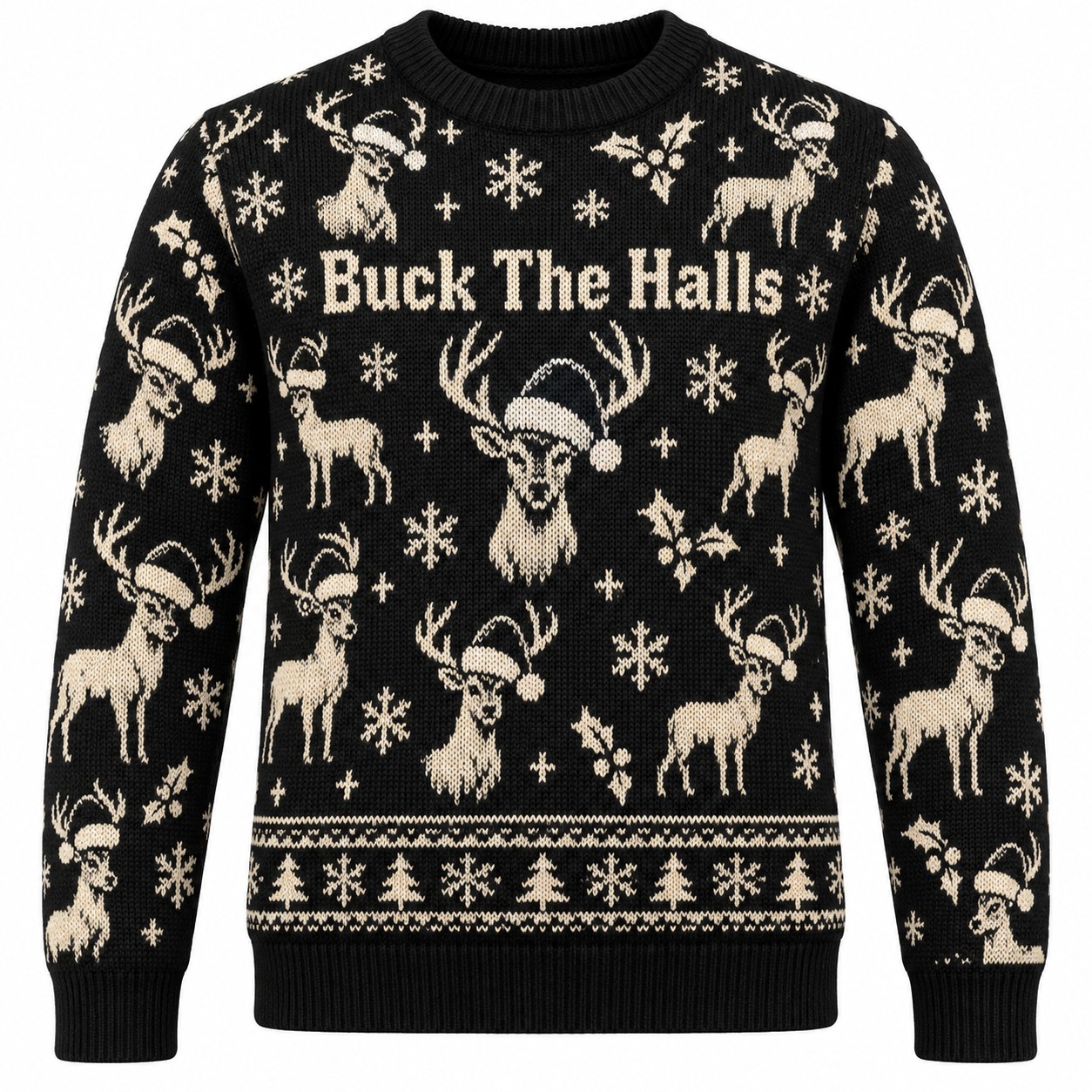 [popular-sweater:PX-07-02:front] Buck The Halls Ugly Christmas Sweatshirt - Front view