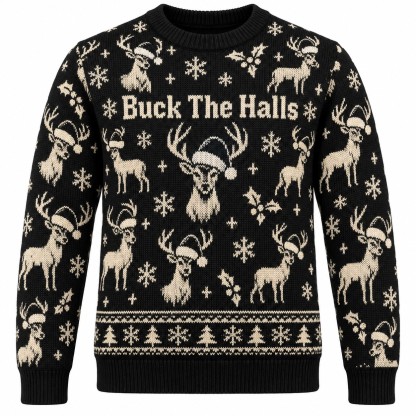 [popular-sweater:PX-07-02:front] Buck The Halls Ugly Christmas Sweatshirt - Front view