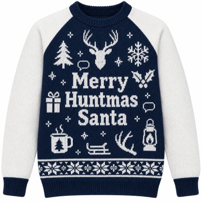 [popular-sweater:PX-07-03:front] Merry Huntmas Santa Ugly Christmas Sweatshirt - Front view