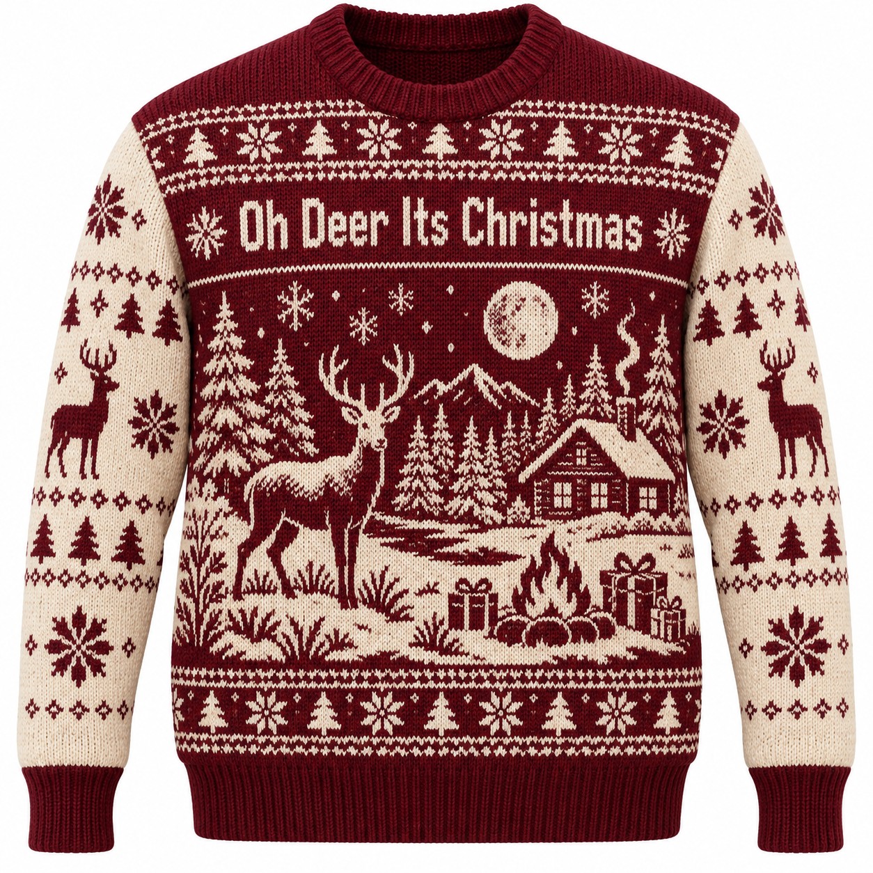 [popular-sweater:PX-07-04:front] Oh Deer Its Christmas Ugly Christmas Sweatshirt - Front view