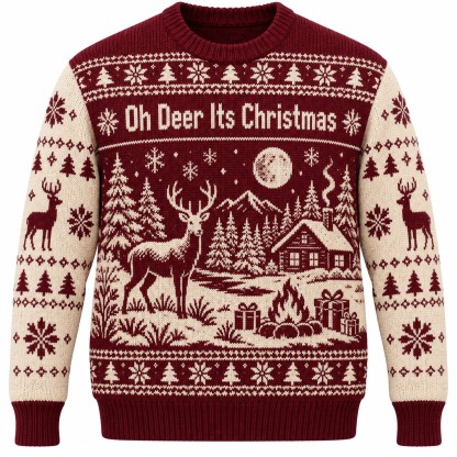[popular-sweater:PX-07-04:front] Oh Deer Its Christmas Ugly Christmas Sweatshirt - Front view