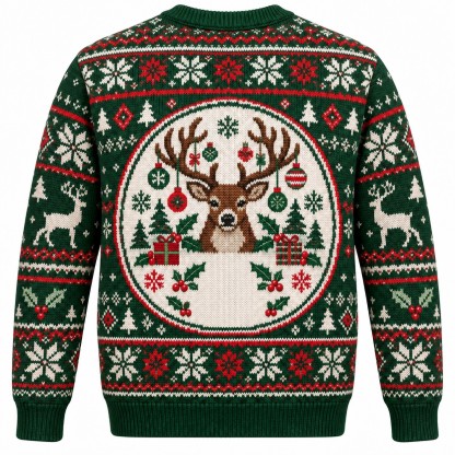[popular-sweater:PX-07-05:back] Antler Ornaments Deer Ugly Christmas Sweatshirt - Back view