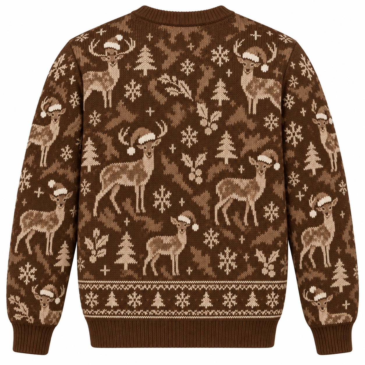[popular-sweater:PX-07-07:back] Camo Christmas Deer Ugly Christmas Sweatshirt - Back view