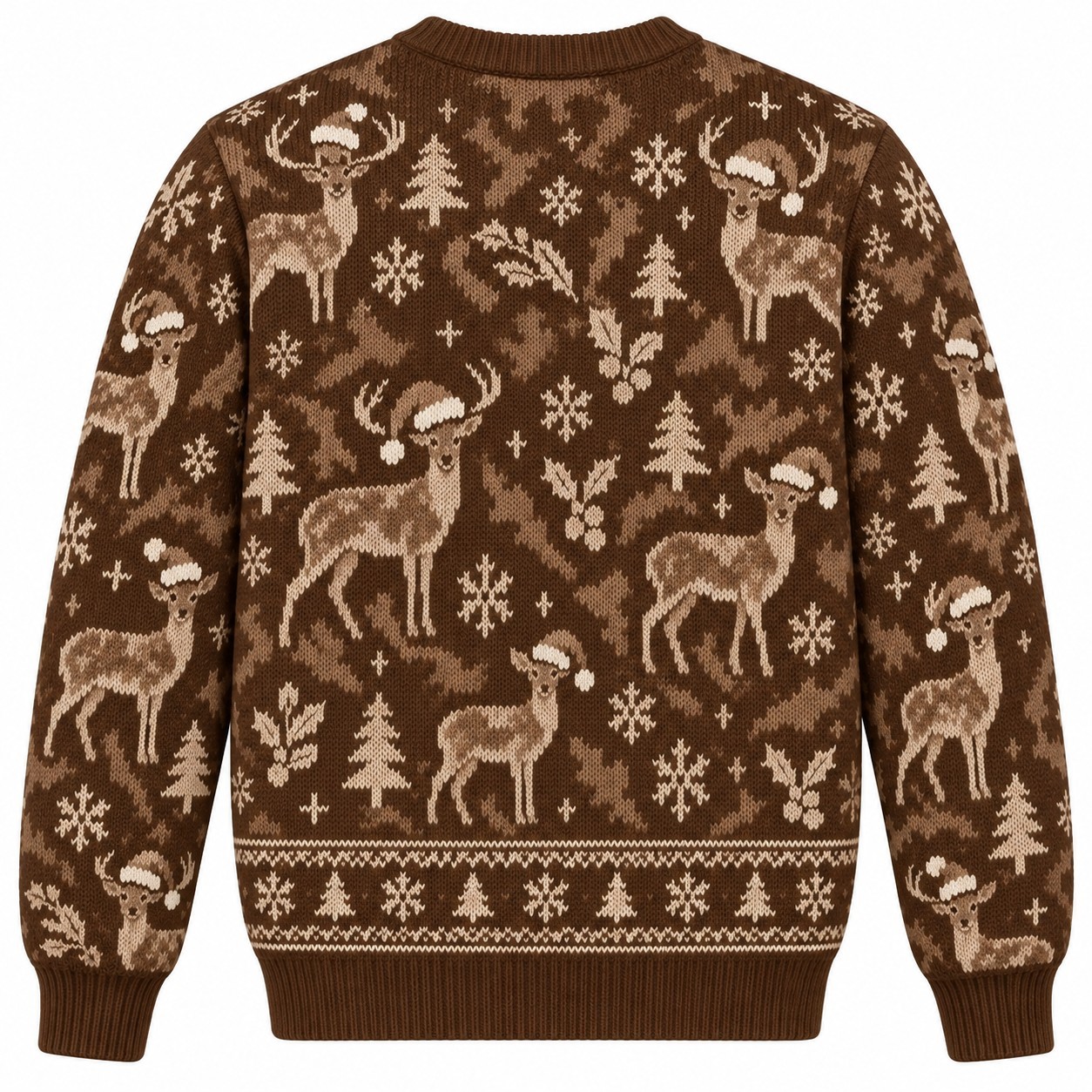 [popular-sweater:PX-07-07:back] Camo Christmas Deer Ugly Christmas Sweatshirt - Back view
