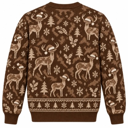 [popular-sweater:PX-07-07:back] Camo Christmas Deer Ugly Christmas Sweatshirt - Back view