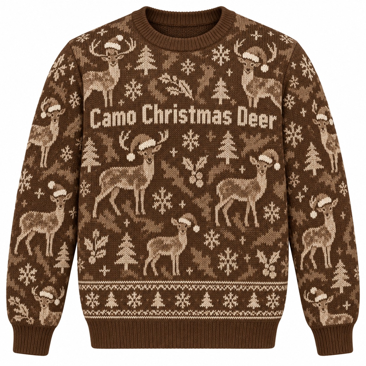 [popular-sweater:PX-07-07:front] Camo Christmas Deer Ugly Christmas Sweatshirt - Front view