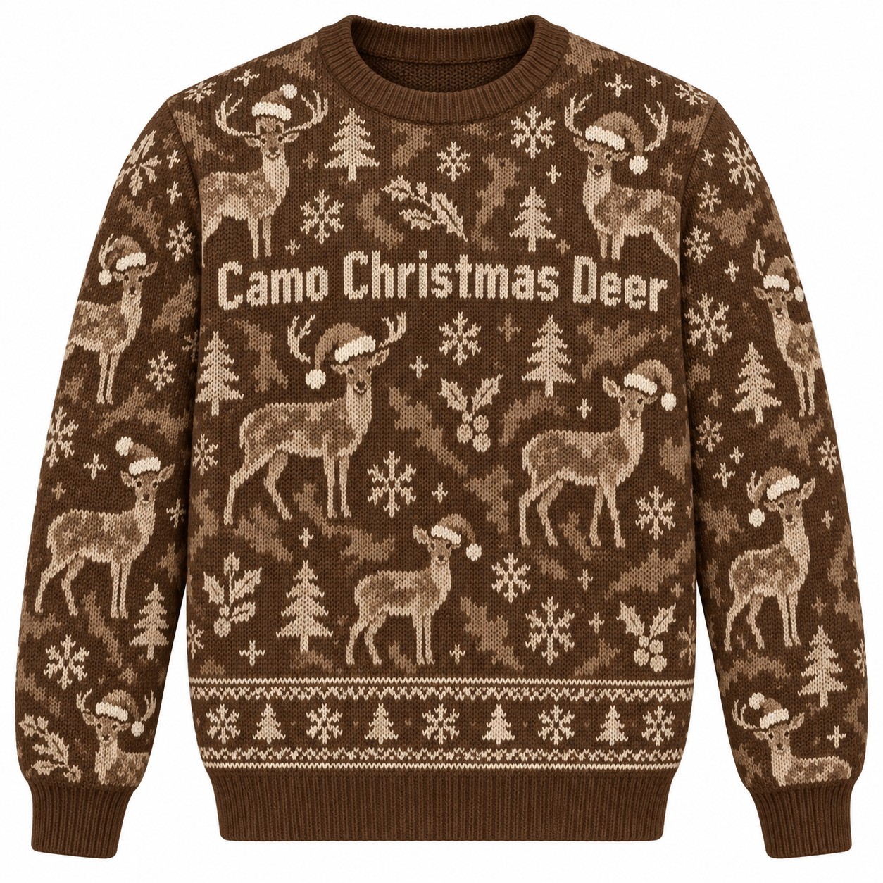 [popular-sweater:PX-07-07:front] Camo Christmas Deer Ugly Christmas Sweatshirt - Front view