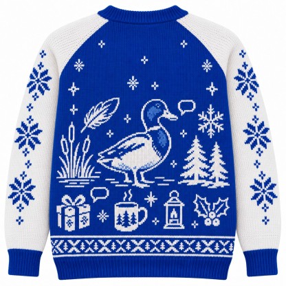 [popular-sweater:PX-07-08:back] Duck Duck Christmas Mallard Ugly Christmas Sweatshirt - Back view