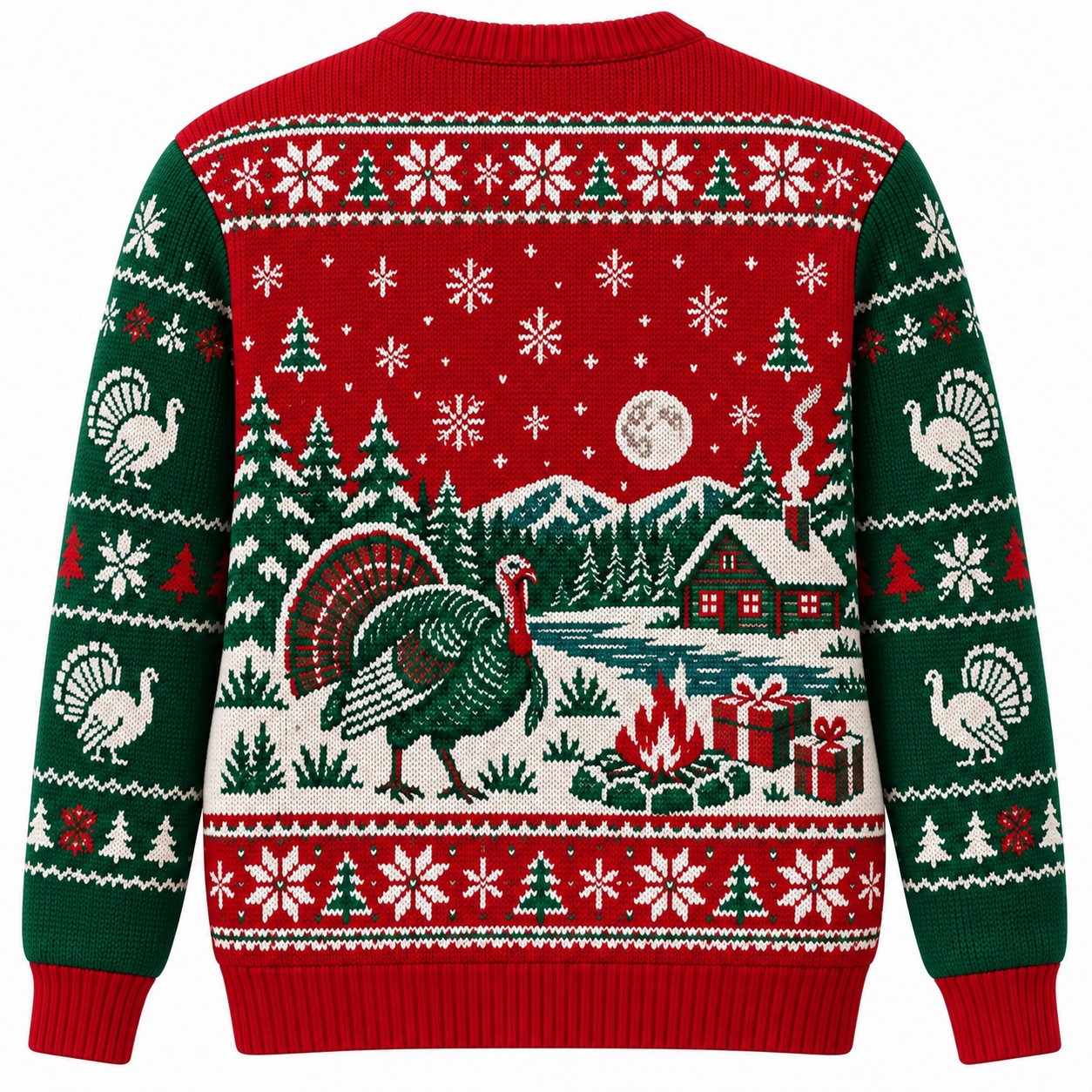 [popular-sweater:PX-07-09:back] Wild Turkey Christmas Ugly Christmas Sweatshirt - Back view