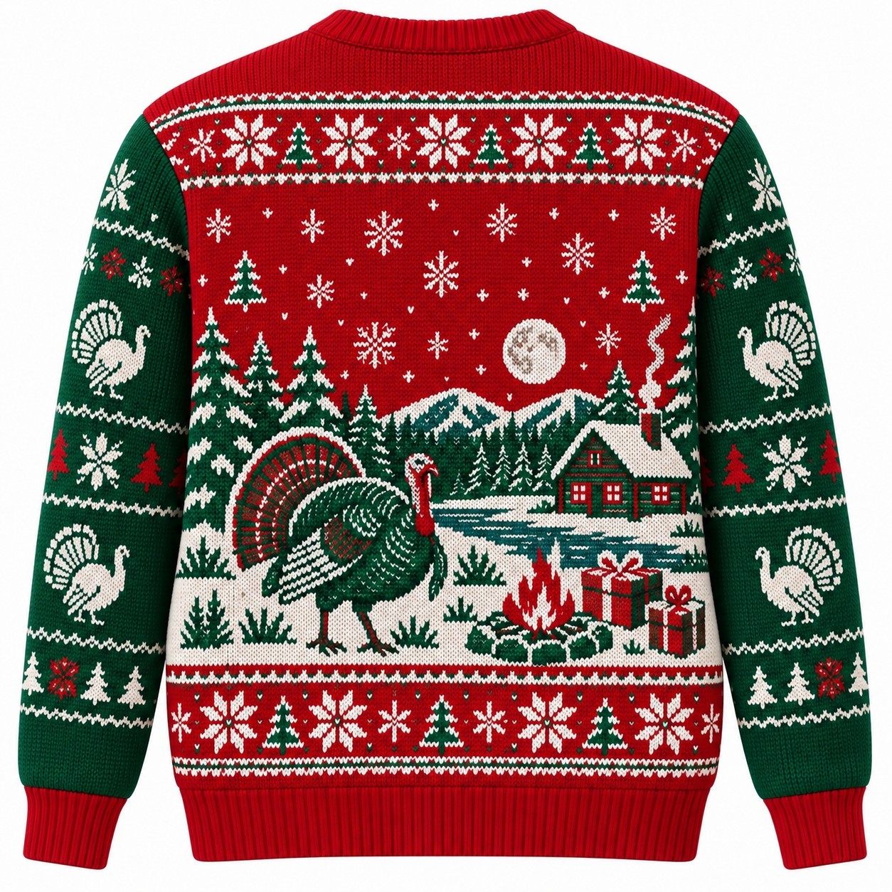 [popular-sweater:PX-07-09:back] Wild Turkey Christmas Ugly Christmas Sweatshirt - Back view