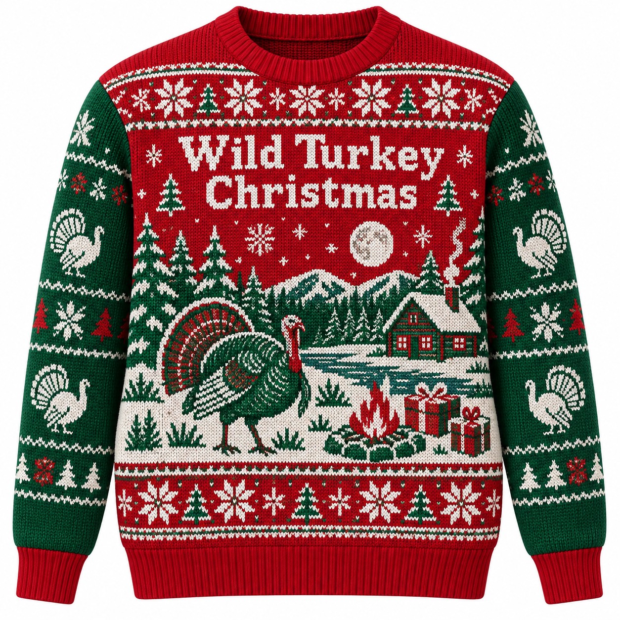 [popular-sweater:PX-07-09:front] Wild Turkey Christmas Ugly Christmas Sweatshirt - Front view