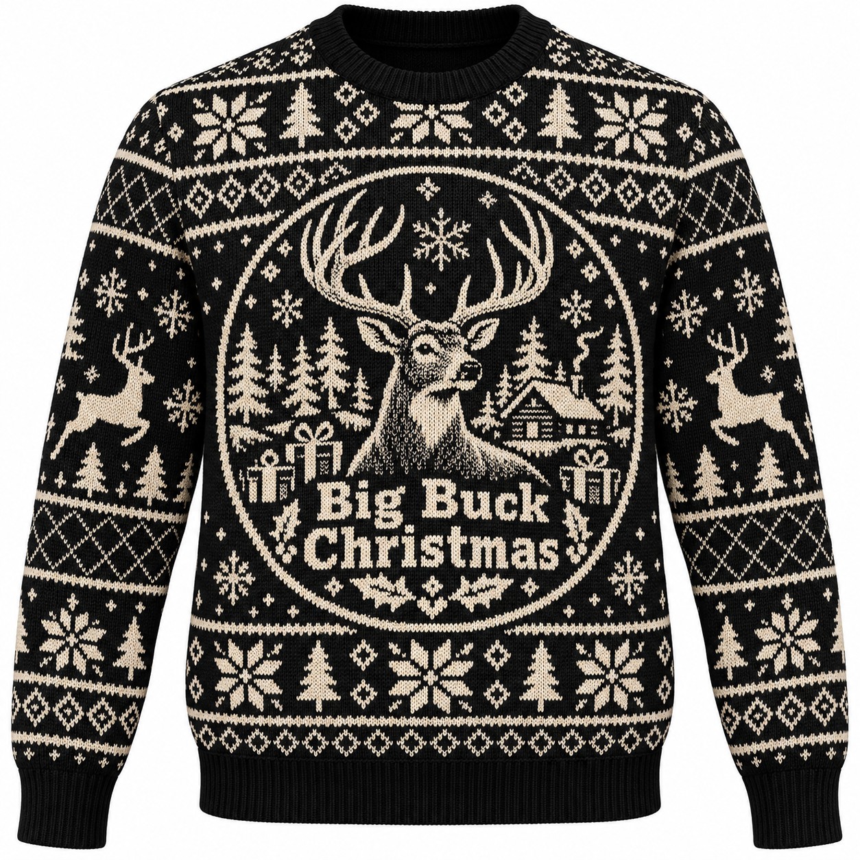 [popular-sweater:PX-07-10:front] Big Buck Christmas Ugly Christmas Sweatshirt - Front view
