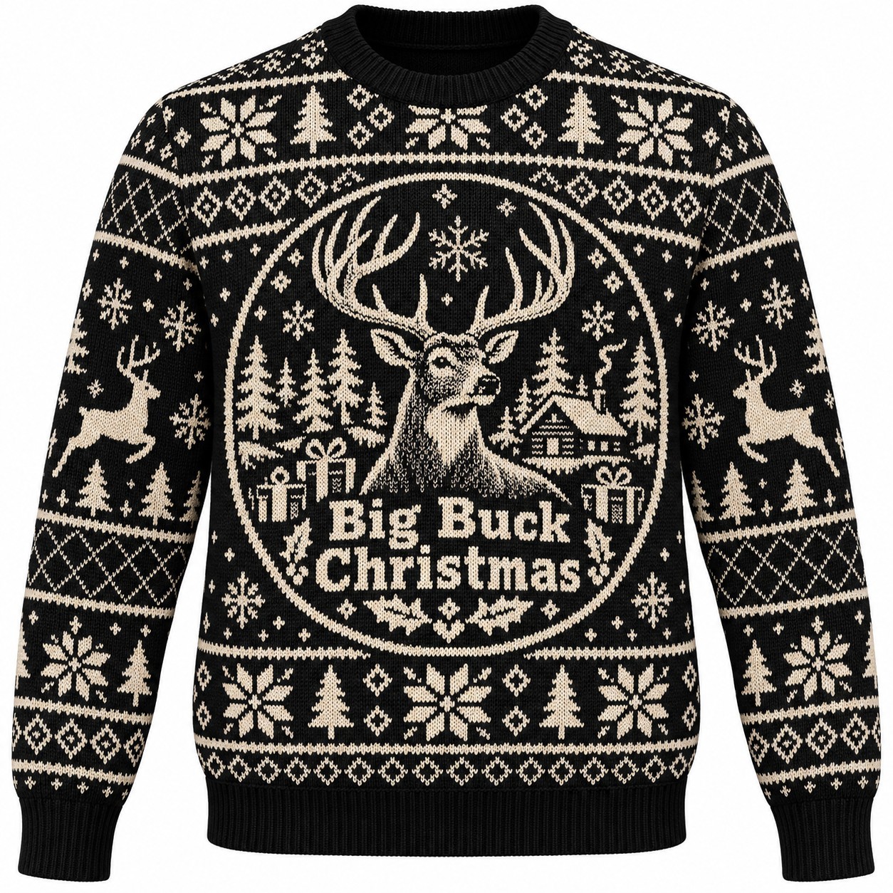 [popular-sweater:PX-07-10:front] Big Buck Christmas Ugly Christmas Sweatshirt - Front view