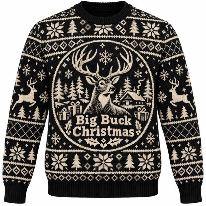 [popular-sweater:PX-07-10:front] Big Buck Christmas Ugly Christmas Sweatshirt - Front view