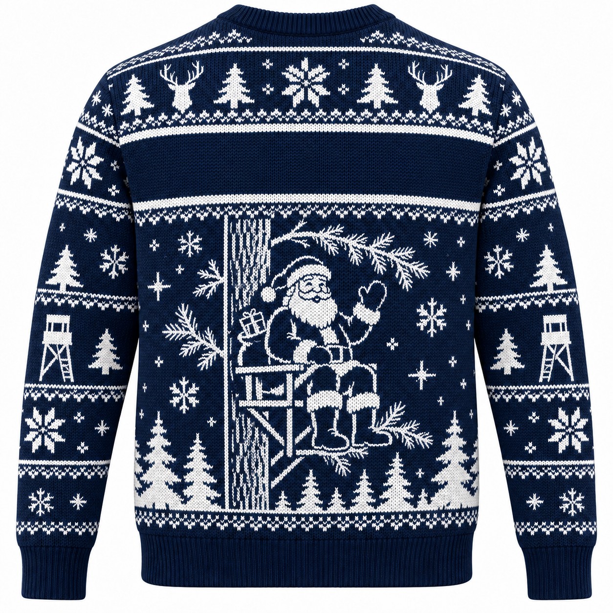 [popular-sweater:PX-07-11:back] Tree Stand Santa Ugly Christmas Sweatshirt - Back view