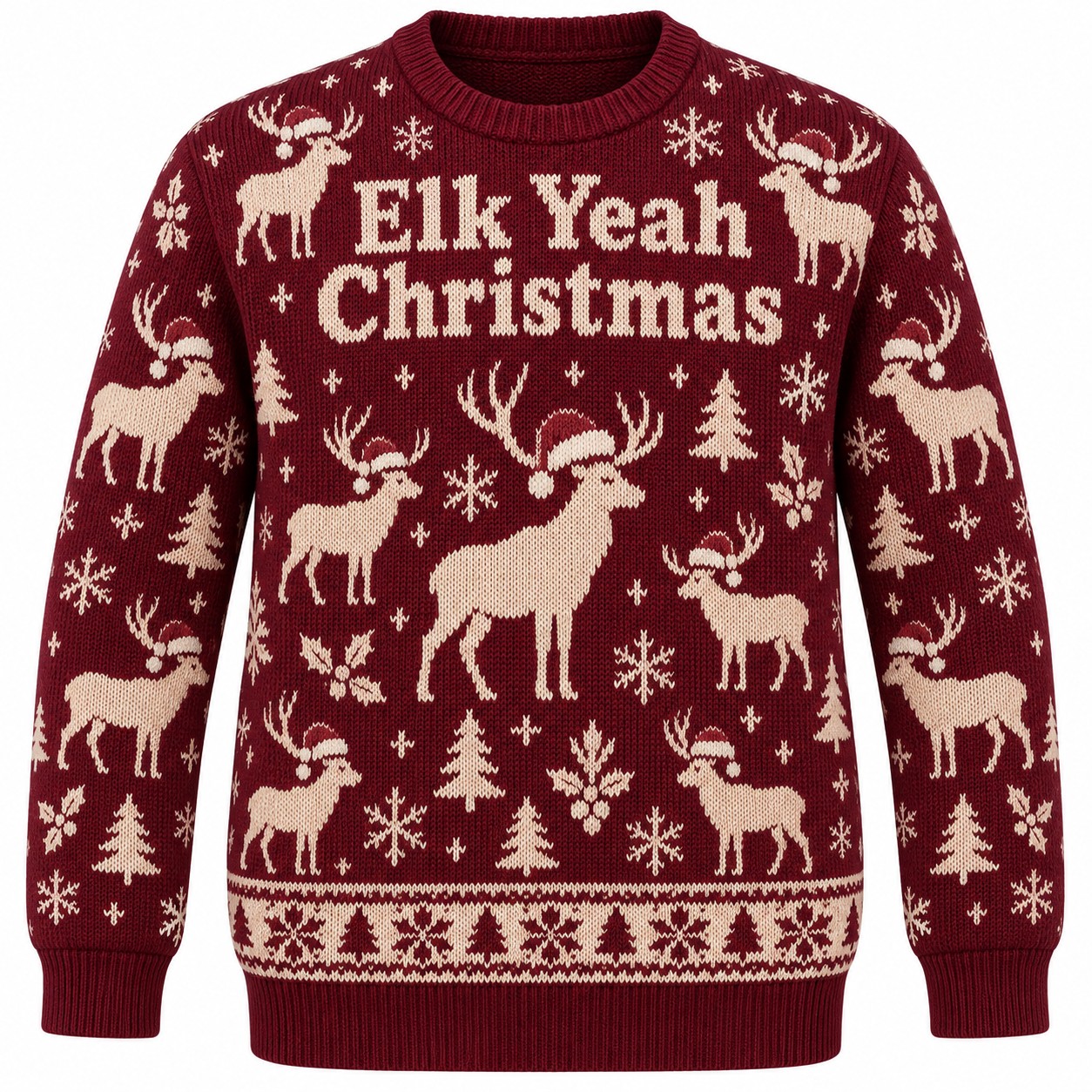 [popular-sweater:PX-07-12:front] Elk Yeah Christmas Ugly Christmas Sweatshirt - Front view
