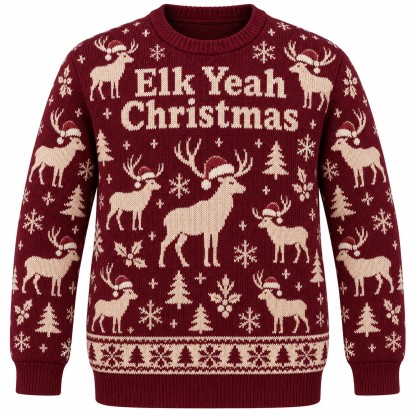 [popular-sweater:PX-07-12:front] Elk Yeah Christmas Ugly Christmas Sweatshirt - Front view