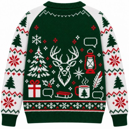 [popular-sweater:PX-07-13:back] Blaze Orange Christmas Hunter Ugly Christmas Sweatshirt - Back view
