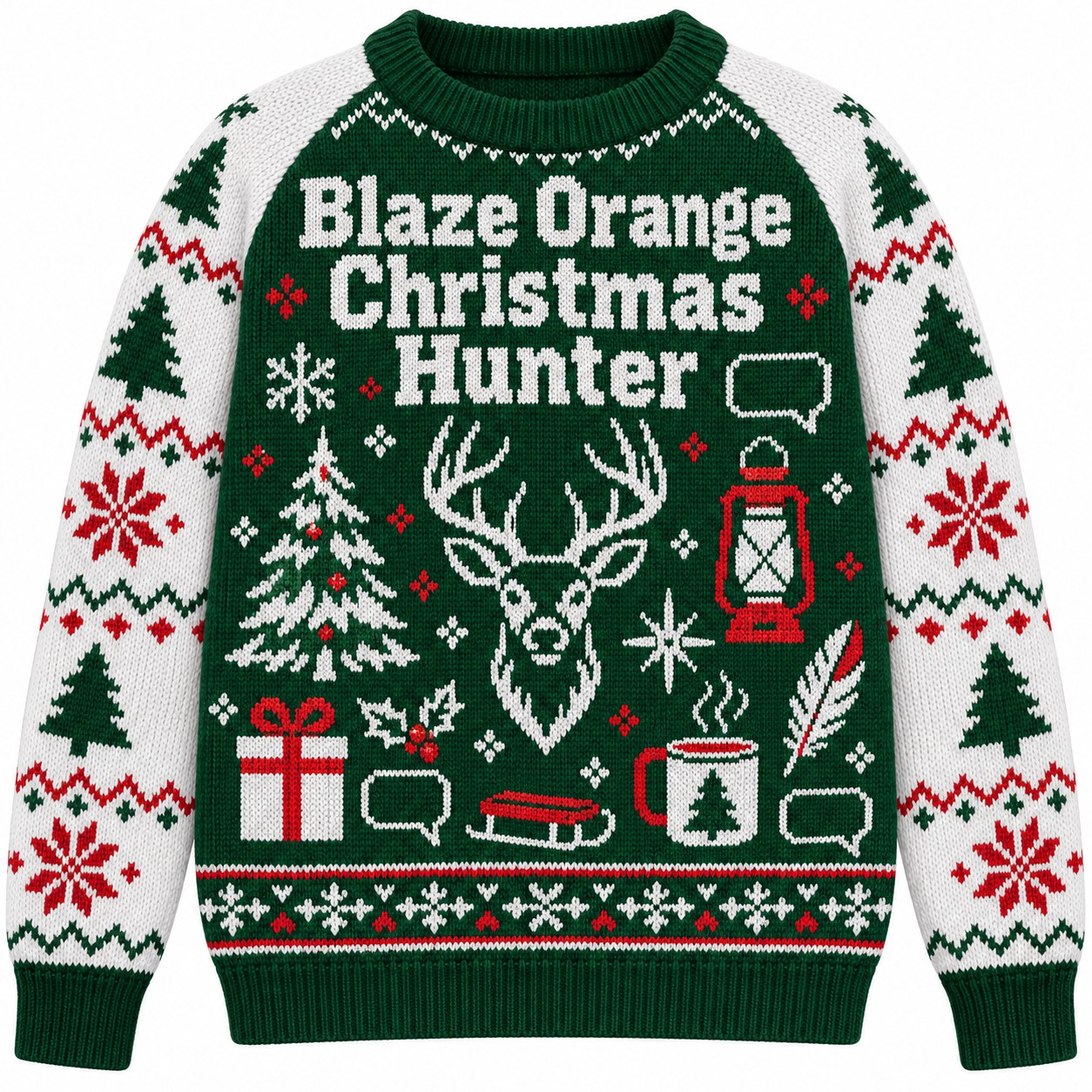 [popular-sweater:PX-07-13:front] Blaze Orange Christmas Hunter Ugly Christmas Sweatshirt - Front view
