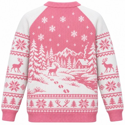 [popular-sweater:PX-07-14:back] Reindeer Tracks In Snow Hunting Ugly Christmas Sweatshirt - Back view