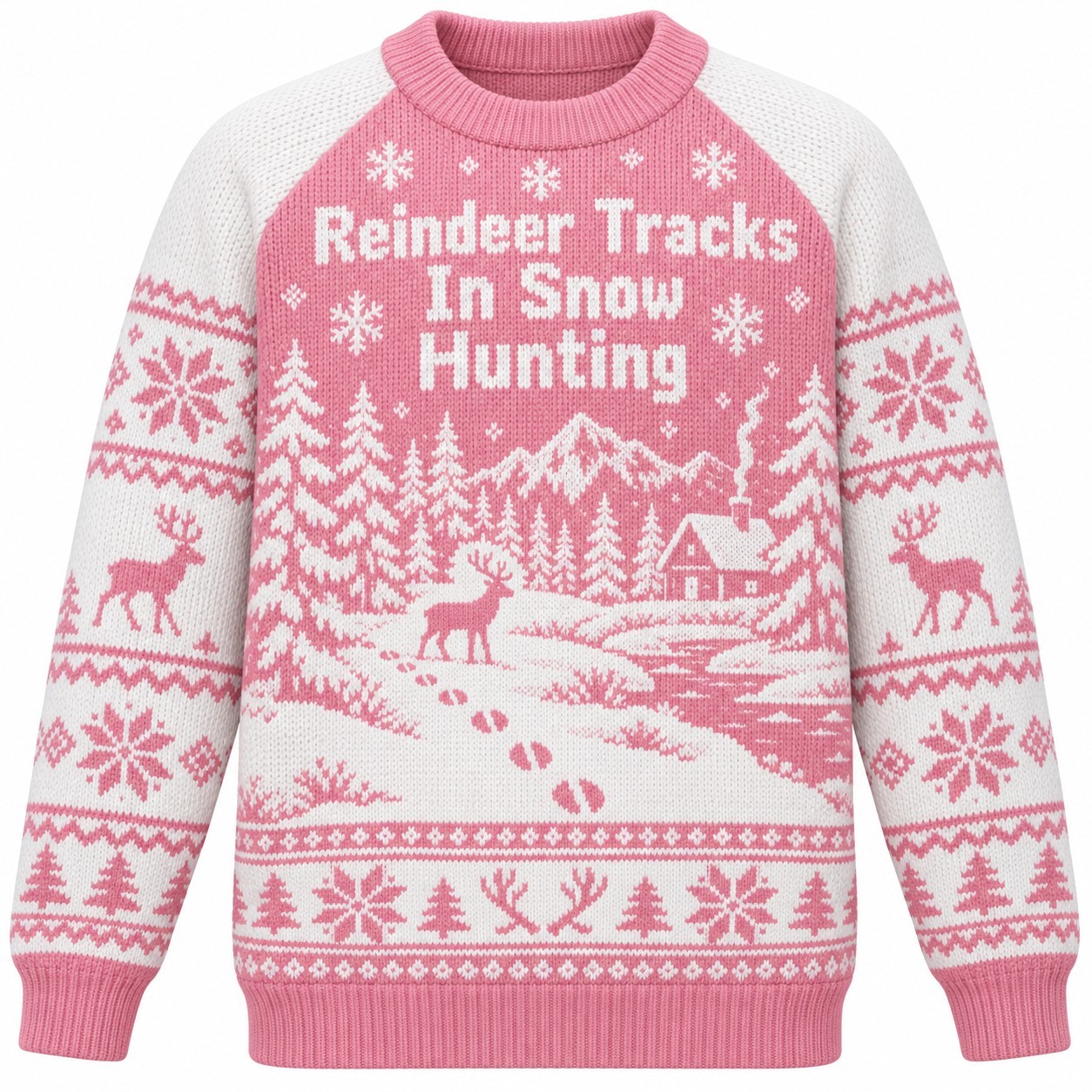 [popular-sweater:PX-07-14:front] Reindeer Tracks In Snow Hunting Ugly Christmas Sweatshirt - Front view