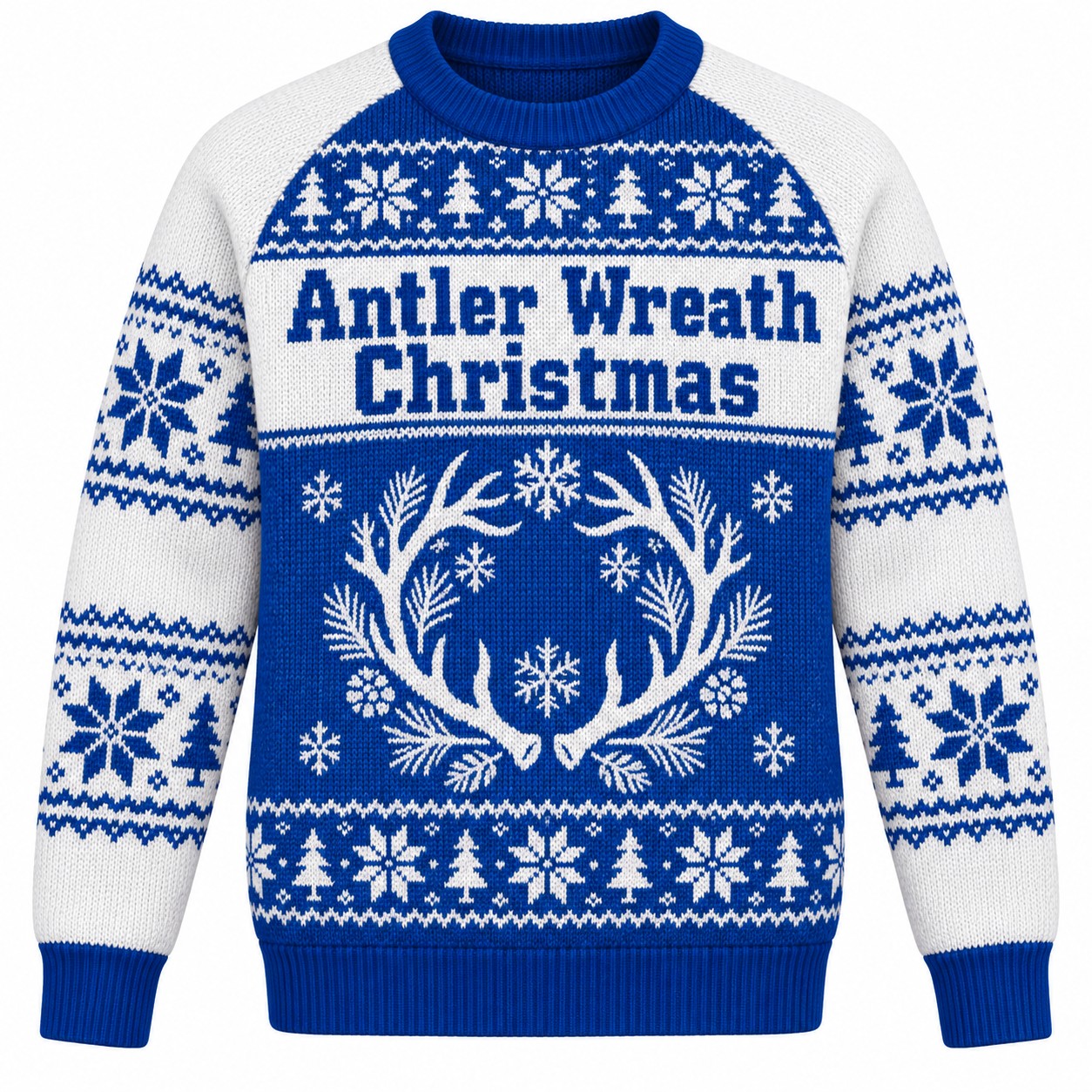 [popular-sweater:PX-07-16:front] Antler Wreath Christmas Ugly Christmas Sweatshirt - Front view