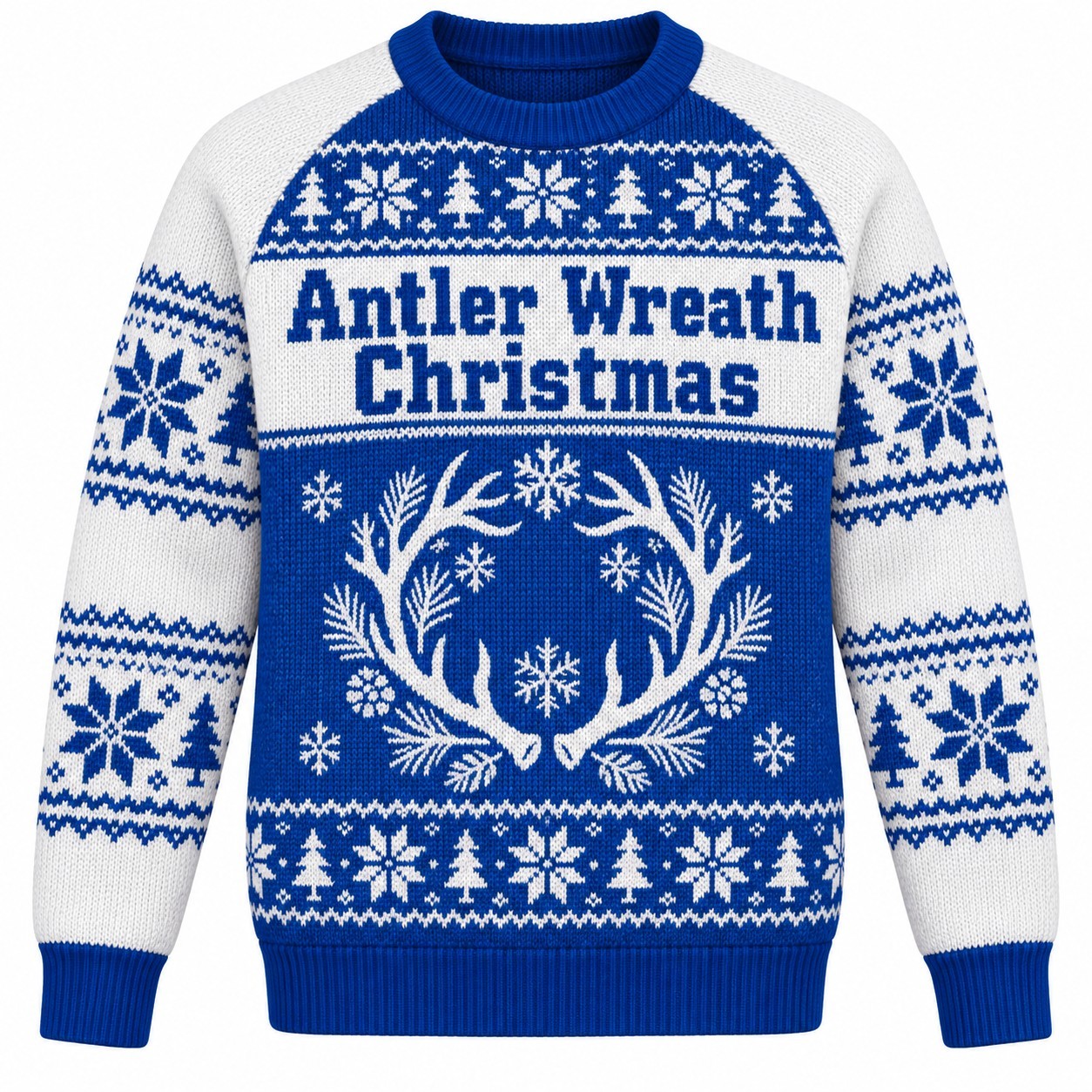 [popular-sweater:PX-07-16:front] Antler Wreath Christmas Ugly Christmas Sweatshirt - Front view