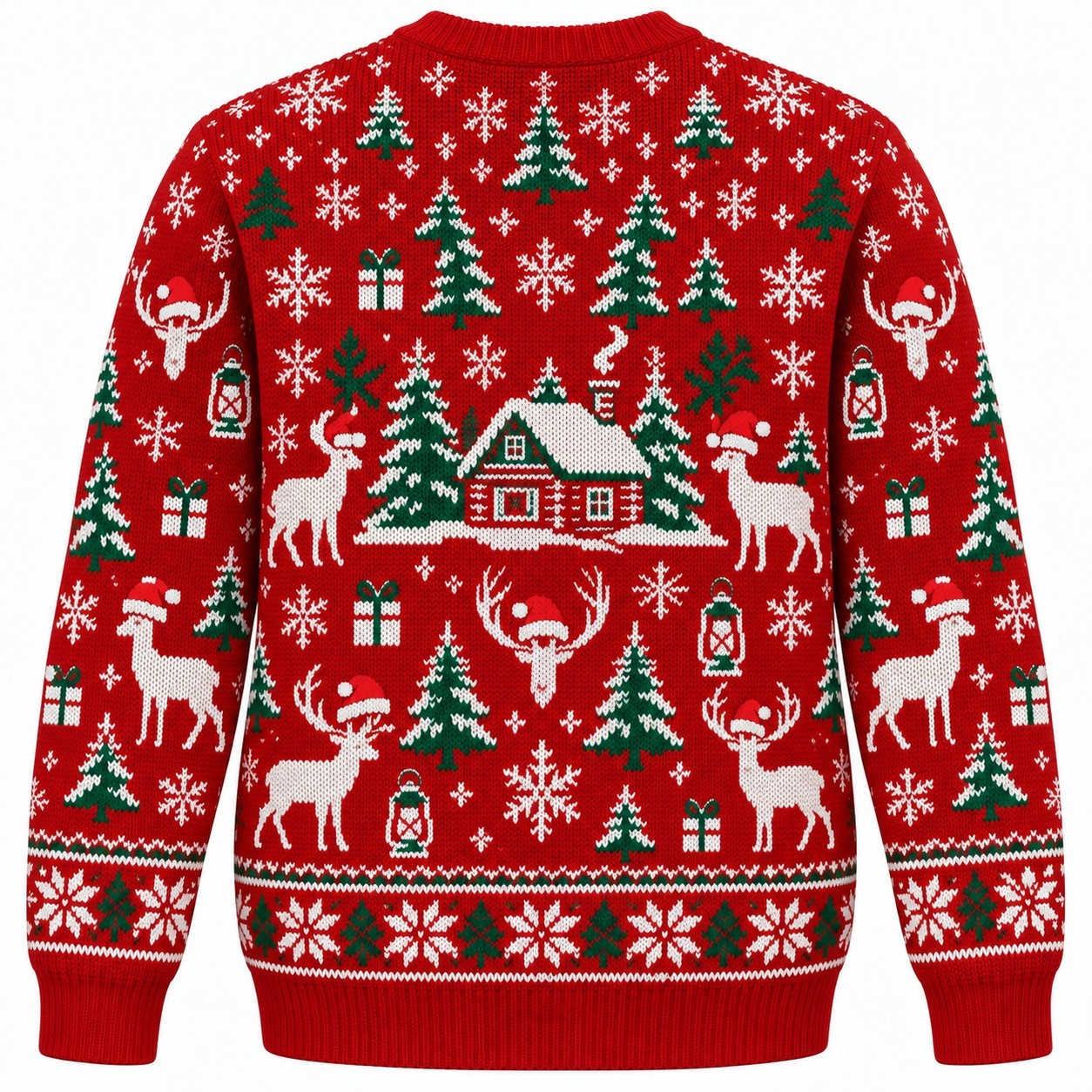 [popular-sweater:PX-07-17:back] Hunters Cabin Christmas Ugly Christmas Sweatshirt - Back view
