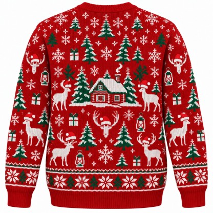 [popular-sweater:PX-07-17:back] Hunters Cabin Christmas Ugly Christmas Sweatshirt - Back view