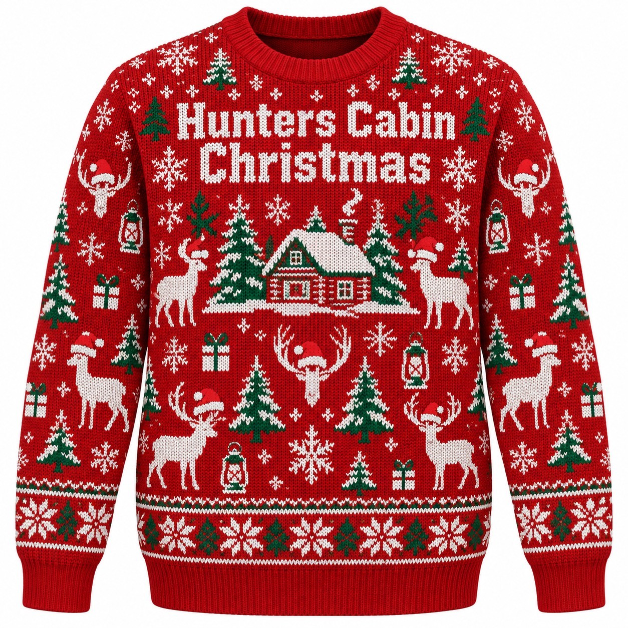 [popular-sweater:PX-07-17:front] Hunters Cabin Christmas Ugly Christmas Sweatshirt - Front view