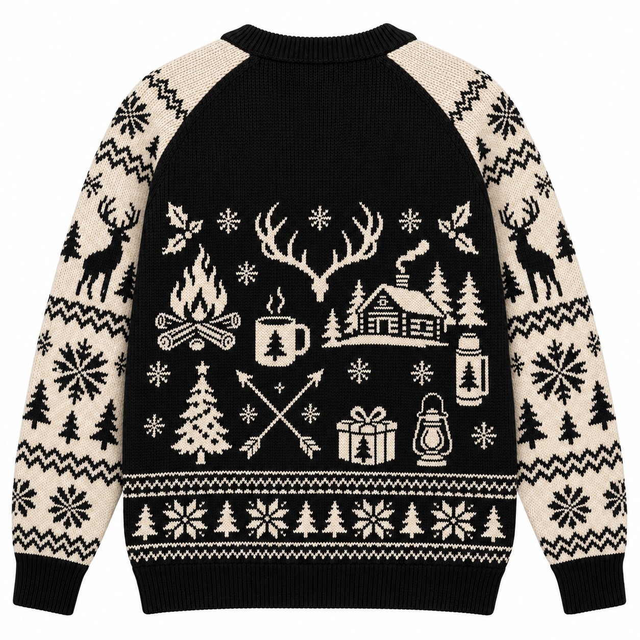 [popular-sweater:PX-07-18:back] Campfire Feast Hunting Christmas Ugly Christmas Sweatshirt - Back view